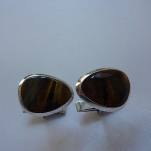 Vintage  Silver Tiger Eye Cufflinks